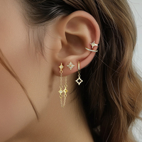 Déclaration bijoux 925 argent sterling étoile du nord Zircon goujon manchette cerceau goutte balancent boucles d'oreilles ensembles pour les femmes