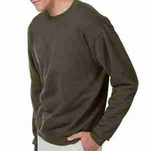 Sweat-shirt à col rond pour homme, vert olive, lourd, en molleton de haute qualité, pull uni, streetwear - Product Image 3