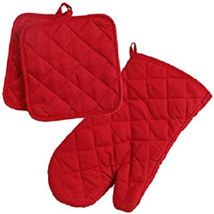 Mitaines de couleur unie 100% coton tablier de cuisine complet ensemble de gants de four - Product Image 6