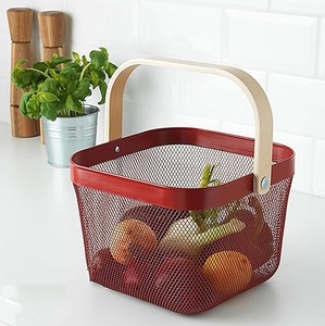 Multi Functional Hanging Fruit <b>Bin</b> Rectangle Metal Mesh Iron Basket Storage Organizer For Nursery Or <b>Kitchen</b> Pantry - Product Image 4