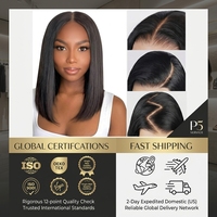Peluca Bob sin pegamento Wear Go, 5x5 HD, 14' lisa, 220% de densidad, cabello humano virgen brasileño, pre-cortada, transparente, pequeña, para principiantes
