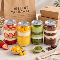 Boîtes en plastique PET transparentes de qualité alimentaire avec couvercles faciles à ouvrir en aluminium, emballage pour poudings, yaourts et desserts à la mousse