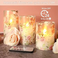 TOOWIN fleur décalcomanie bougies sans flamme avec télécommande à piles acrylique LED bougies pour la maison chambre fête mariage vacances décor