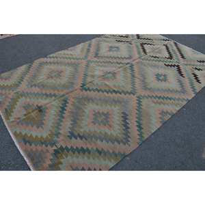 Alfombra Kilim turca Vintage 6 '1 \ "X 9' 7 \" Verde Marrón Patchwork Diseño Clásico 9x12 Rectángulo Rompecabezas Lana Látex Alfombra para sala de estar - Product Image 2