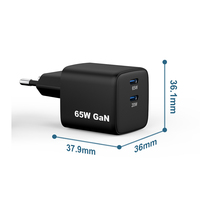 Phone Gan 65w 20w Şarj Cihazı USB c 2 Portlu Şarj Adaptörü iPhone Samsung Hızlı Şarj için CB CE ROHS KC Laptop PD Şarj Cihazı 65w