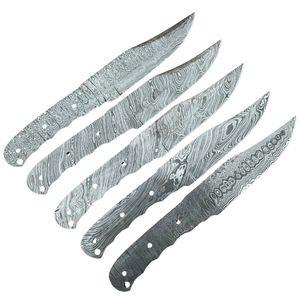 MEILLEURE QUALITÉ LOT DE 5 PCS COUTEAU DE CHASSE BOWIE LAMES VIERGES DAMAS EN ACIER FORGÉ SET COUTEAUX. - Product Image 1