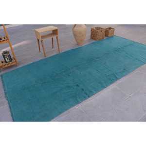 Tapis turc 4,9 x 10,9 pieds, tapis bleu abstrait en laine - Product Image 2