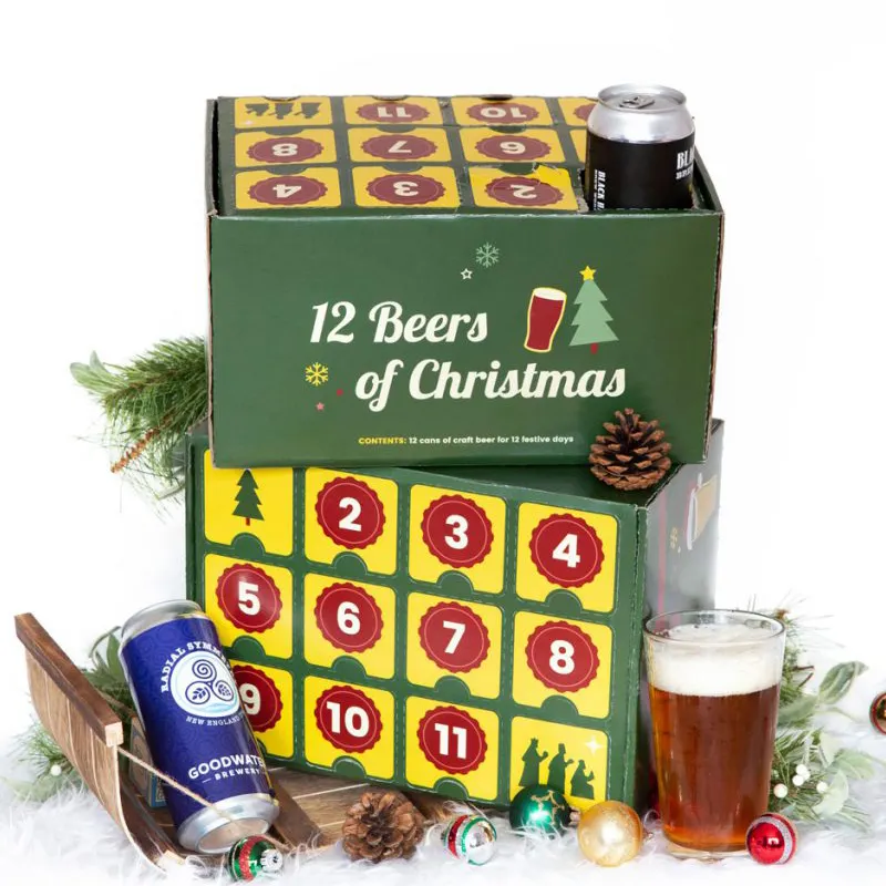 Diy leere Weins aft Verpackungs box Weihnachten Countdown benutzer definierte billige Niedrig preis boxen Bier Advents kalender