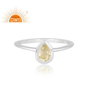 Nouveau Design Argent Sterling Naturel Citron Topaze Bague de Pierres Précieuses Bijoux Personnalisés Pour Femmes Cadeau Pour Elle - Product Image 3