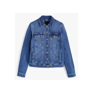 Chaqueta vaquera para mujer de otoño invierno estampado 100% poliéster estilo informal mangas abullonadas decoración de botones técnica lavada - Product Image 1