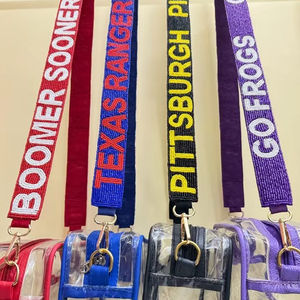 Beaded Purse <b>Strap</b> <b>Bag</b> <b>Strap</b> Sorority Gameday <b>Strap</b> Customized <b>Strap</b> with Detachable Hooks - Product Image 1