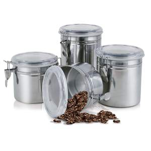 ENLOY 4-Piece Stainless Steel Airtight Food Storage <b>Canister</b> <b>Set</b> with Clear Lid, <b>Canister</b> <b>Sets</b> - Product Image 1