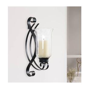 Candelabro de vela de pared de Metal para decoración del hogar de lujo con cubierta de vidrio para una creación de ambiente elegante a la luz de las velas - Product Image 1