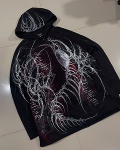 Haute qualité hommes hiver 100% coton personnalisable fermeture éclair lavé en détresse imprimé Logo sweats à capuche hommes sweat à capuche zippé pour marque - Product Image 2