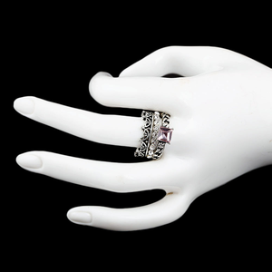 Anillo de Mujer con Piedras Decorativas - Plata - Rosa - Product Image 2