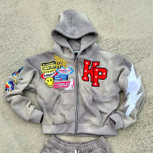 Conjunto Deportivo de Sudadera con Capucha y Pantalones Cortos de Felpa Gruesa con Lavado Ácido y Estilo Vintage, Personalizado con Logotipo OEM 2025 para Hombre - Product Image 6