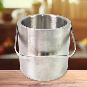 Modern <b>Double</b> <b>Walled</b> Insulated Stainless Steel Ice Bucket with Lid and Tong Set Disposable Includes Straw Accessory - Product Image 3