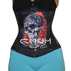 Corsé Sublimado con Diseño de Calavera, Corsés de Satén para Debajo del Busto, Prendas Moldeadoras - Product Image 4