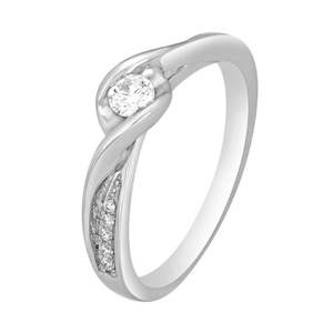 Anillo de Oro Blanco Puro Sólido de Diseño Bypass de Media Eternidad Más Vendido en 14k 18k con Diamante Cultivado en Laboratorio VVS GIA para Bodas de Mujer - Product Image 1