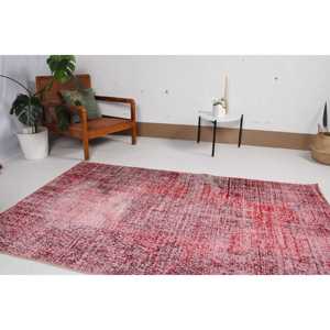 Turkish Vintage Area <b>Rug</b> 4x6.6 ft, Red <b>Black</b> Striped <b>Rug</b> - Product Image 3