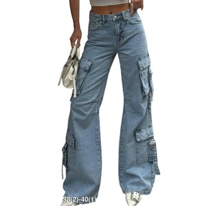 Pantalones vaqueros lavados ligeros de marca personalizada, cintura alta, corte de pierna recta, bolsillos desgastados, pantalones vaqueros informales para mujer, proveedor de Bangladesh - Product Image 5