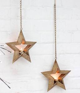 Wholesale Star Shape Metal Gold Hanging <b>Tea</b> <b>light</b> Holder For Home Decoration & Christmas Decor - Product Image 5