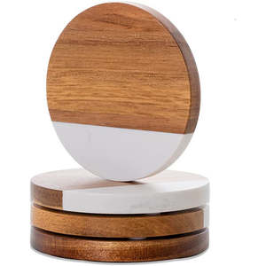 Juego de posavasos hechos a mano de resina, madera y MDF, fusión elegante de texturas naturales para una protección duradera y elegante para vasos - Product Image 1