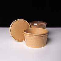 Boîte à emporter jetable de qualité supérieure, récipient alimentaire rond en kraft avec couvercle, logo personnalisé OEM, vente en gros, boîte biodégradable