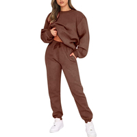Ensemble de survêtement décontracté en molleton de coton mélangé respirant et antibactérien pour femme, comprenant un sweat-shirt oversize et un pantalon de jogging – Vente en gros