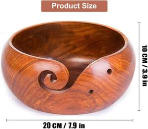 Tazón de hilo de madera grande y elegante hecho a mano con agujeros tallados para tejer almacenamiento/ganchillo REGALO EXCLUSIVO para tejedores artesanos - Product Image 5
