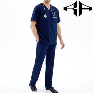 Ensembles de gommages d'allaitement tissés de haute qualité uniformes doux pour l'hôpital d'été pour hommes utilisent des costumes de travail de clinique dentaire élégants - Product Image 4