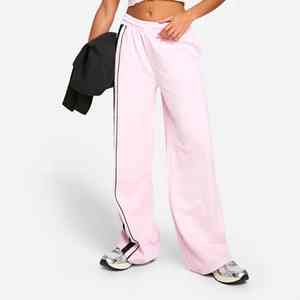 High Quality Pink Women's Winter Lace Flat Terry Fleece <b>Elastic</b> Waist Straight Leg Joggers Sweatpants - Product Image 1