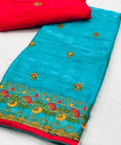 ผ้าส่าหรีผ้าไหมเนื้อนุ่มสำหรับผู้หญิงผ้าส่าหรีชิ้นแฟนซีดีไซน์ใหม่ล่าสุด - Product Image 1