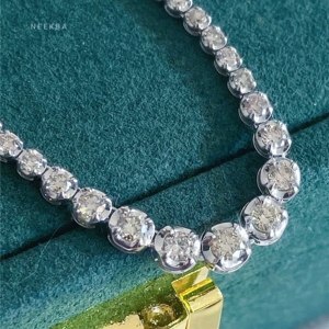 สร้อยคอเพชรโมอิสโค้งสำหรับผู้หญิงสร้อยคอเทนนิสสีเงิน VVS Moissanite สำหรับผู้หญิงสร้อยคอเทนนิสเพชรเม็ด925 - Product Image 3