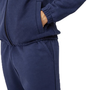 Ensemble de survêtement décontracté bleu marine pour homme 2026, avec fermeture éclair intégrale, col montant, couleur unie, en polyester, avec poches latérales, coupe classique - Product Image 6