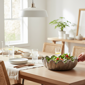 Tazón Decorativo de Frutas Hecho a Mano con Borde de Hoja de Travertino Moderno, 10 Pulgadas, Acabado Plateado, Multifuncional, para Ramadán y Bodas - Product Image 5