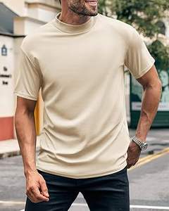 Camisetas transpirables de verano con cuello simulado, camisetas de talla grande con hombros caídos y cuello redondo para hombre, camisetas cuadradas de media manga de algodón de gran tamaño - Product Image 5