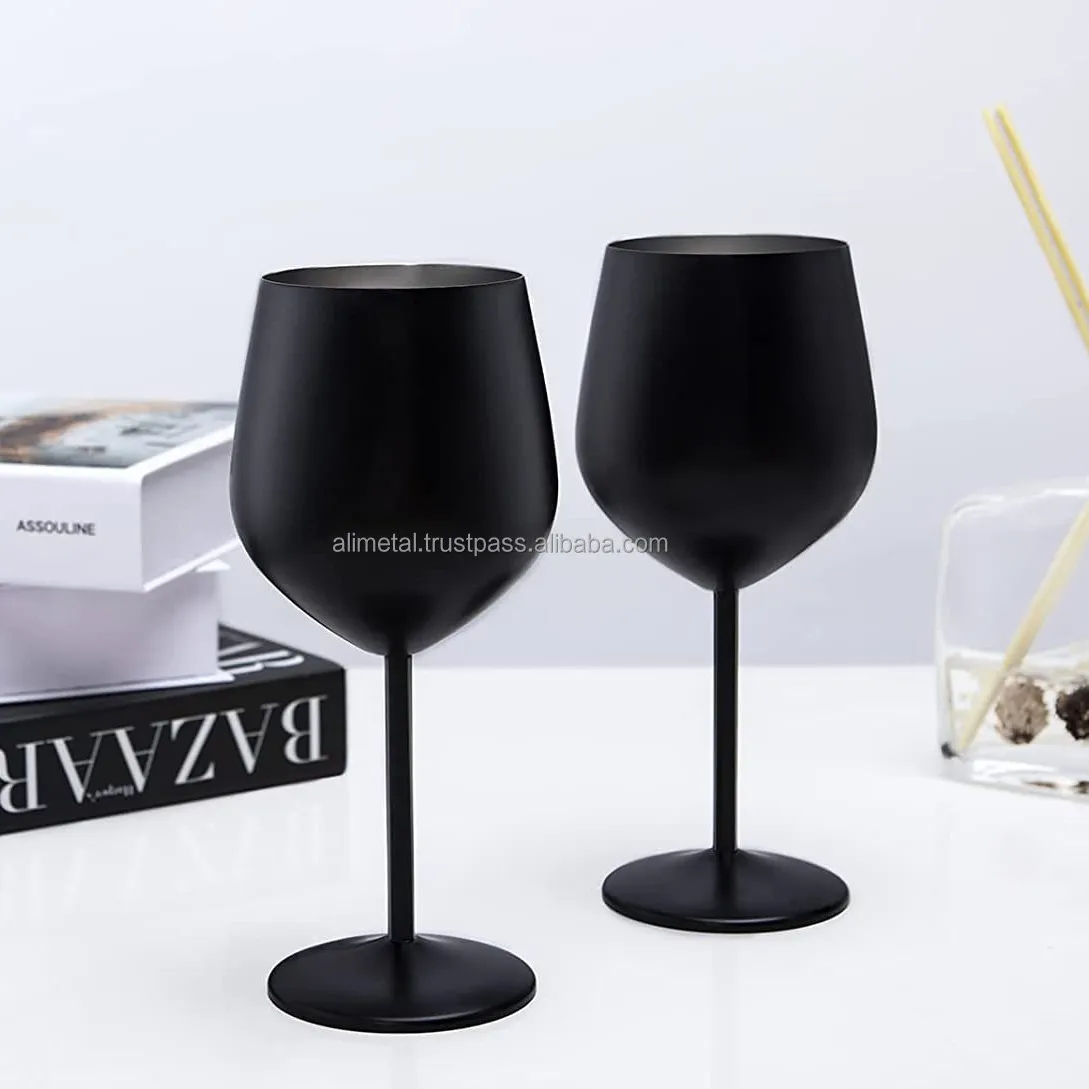 Customisable metal Black stainless steel goblet red wine glass for bars and bar cabinets decor with utility