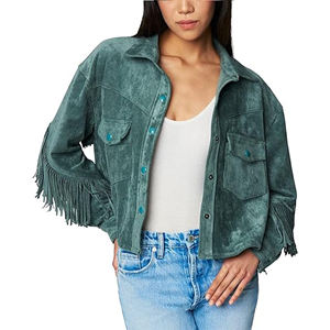 Precio de calidad, calidad superior, diseño personalizado, talla adulta, chaqueta con flecos para mujer, chaqueta occidental, chaqueta de cuero para mujer - Product Image 1