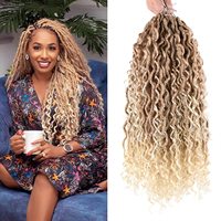 Extensions de cheveux synthétiques tressées en boîte de 18 pouces, style River Locs, avec pointes bouclées bohèmes, couleur ombrée, pour femmes noires