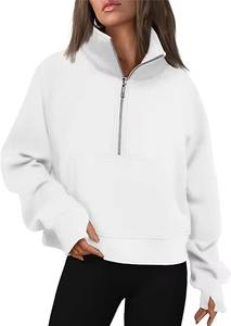 Breathable <b>Women</b> Custom <b>Half</b> Quarter <b>Zip</b> <b>Fleece</b> Crewneck Polyester Long Sleeve Cotton Unisex Pullover Golf 1/4 <b>Zip</b> Sweatshirt - Product Image 5
