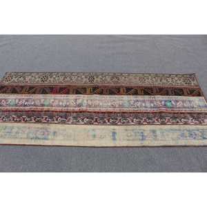 Turkish Vintage Accent Rug 3.1x7.4 ft, <b>Brown</b> <b>Wool</b> Rug - Product Image 2