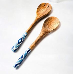 Servidores de ensalada de madera de acacia, utensilios para servir ensalada, juego de servidor de ensalada de madera hecho a mano, Cucharas, tenedores, utensilios, cuchara de cocina, regalo - Product Image 2