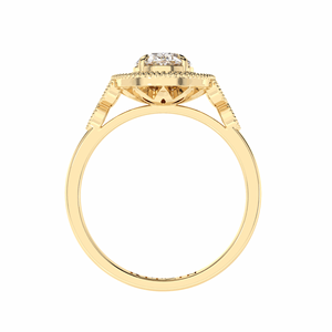 Bague de fiançailles de style halo en diamant ovale pour elle - Product Image 5