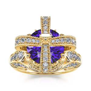Jeulia Coronation <b>Crown</b> Sterling Silver <b>Ring</b> with Sapphire - Product Image 3