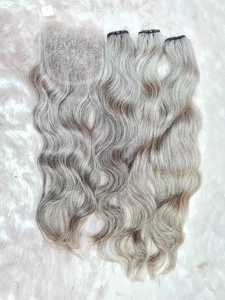 แคมโบเดียนผมลอนสีขาวอมเทาสำหรับต่อผมแต่งแนวหนังกำพร้าช่อผมสีเวียดนาม