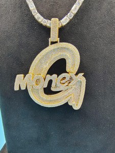 Pendentif Lettre Alphabet en Argent Sterling Moissanite Diamant Entièrement Sertie Personnalisé Hip Hop Prénom Personnalisé Unisexe - Product Image 3