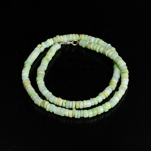 Natural <b>Green</b> Opal Smooth Gemstone Tyre Beaded <b>Necklace</b> Opal With 925 Sterling Silver Clasp Handmade Opal <b>Beads</b> <b>Necklace</b> Jewelry - Product Image 5