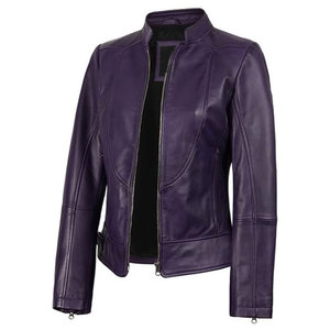 Chaqueta de Cuero para Mujer, Piel de Cordero Auténtica, Chaqueta de Cuero Elegante y Moderna, Prenda Exterior Premium para Motocicleta y Uso Casual - Product Image 1