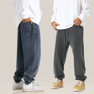 400gsm สเวตเตอร์วินเทจทรงหลวมสำหรับผู้ชายอินเทรนด์ทรงหลวมเอวสูงสไตล์ลำลองมีเชือกรูดไซส์ใหญ่กว่า - Product Image 5